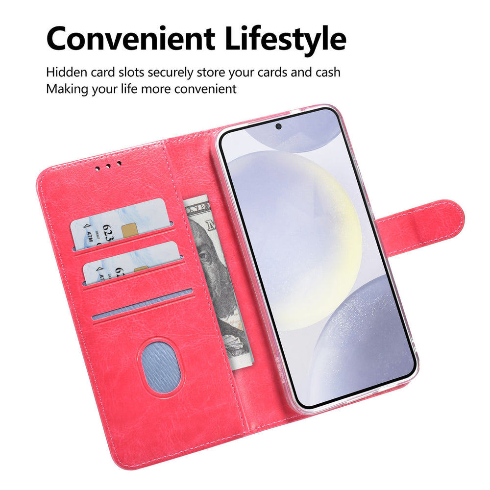 TUNIQ Samsung Galaxy S25 Plus Book Case hoesje - Pasjeshouder voor 3 pasjes - Magneetsluiting - Hanger - Felroze-Hoesjes-Ilumina Benelux