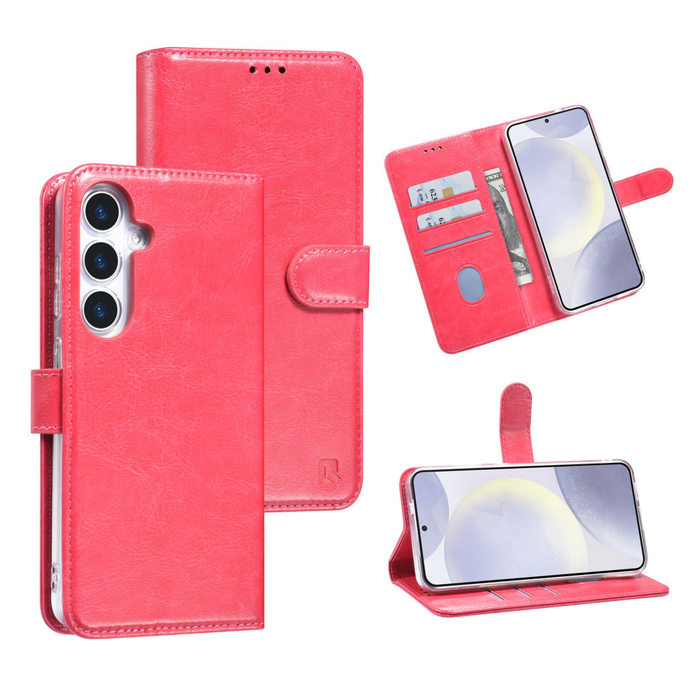 TUNIQ Samsung Galaxy S25 Plus Book Case hoesje - Pasjeshouder voor 3 pasjes - Magneetsluiting - Hanger - Felroze-Hoesjes-Ilumina Benelux