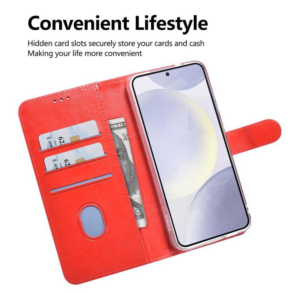 TUNIQ Samsung Galaxy S25 Plus Book Case hoesje - Pasjeshouder voor 3 pasjes - Magneetsluiting - Hanger - Rood-Hoesjes-Ilumina Benelux
