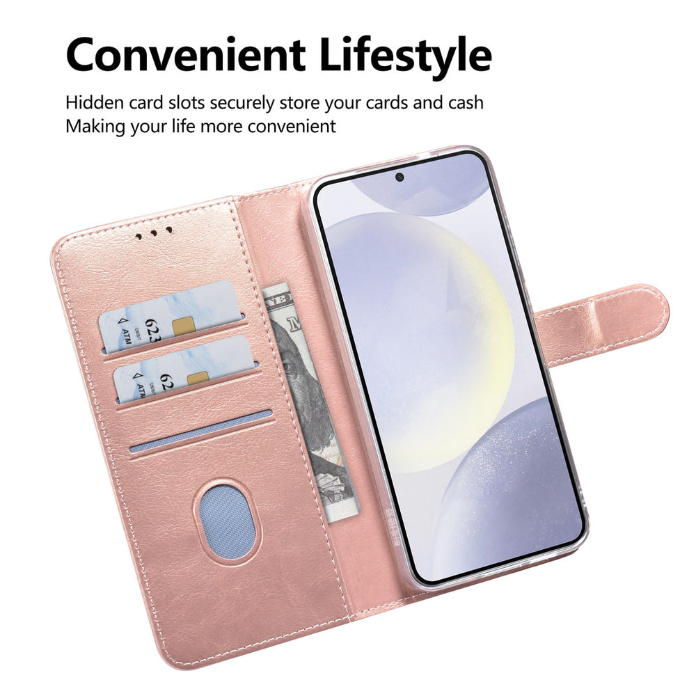 TUNIQ Samsung Galaxy S25 Plus Book Case hoesje - Pasjeshouder voor 3 pasjes - Magneetsluiting - Hanger - Rose Gold-Hoesjes-Ilumina Benelux