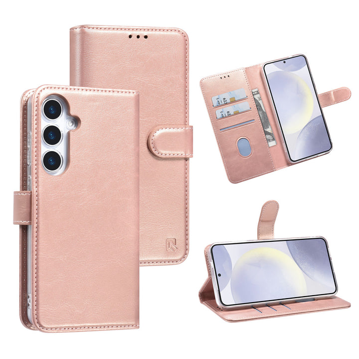 TUNIQ Samsung Galaxy S25 Plus Book Case hoesje - Pasjeshouder voor 3 pasjes - Magneetsluiting - Hanger - Rose Gold-Hoesjes-Ilumina Benelux