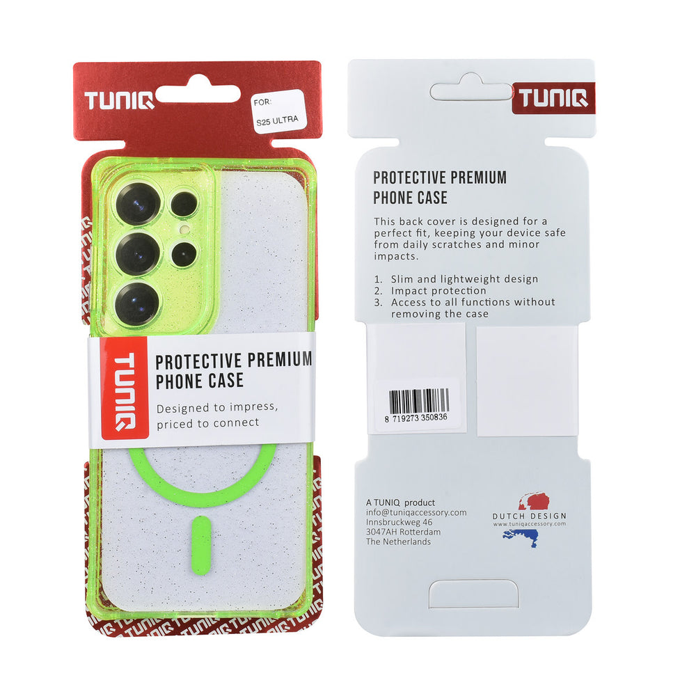 TUNIQ Samsung Galaxy S25 Ultra Backcover hoesje - Magsafe - Glitter - Hanger - Groen-Hoesjes-Ilumina Benelux