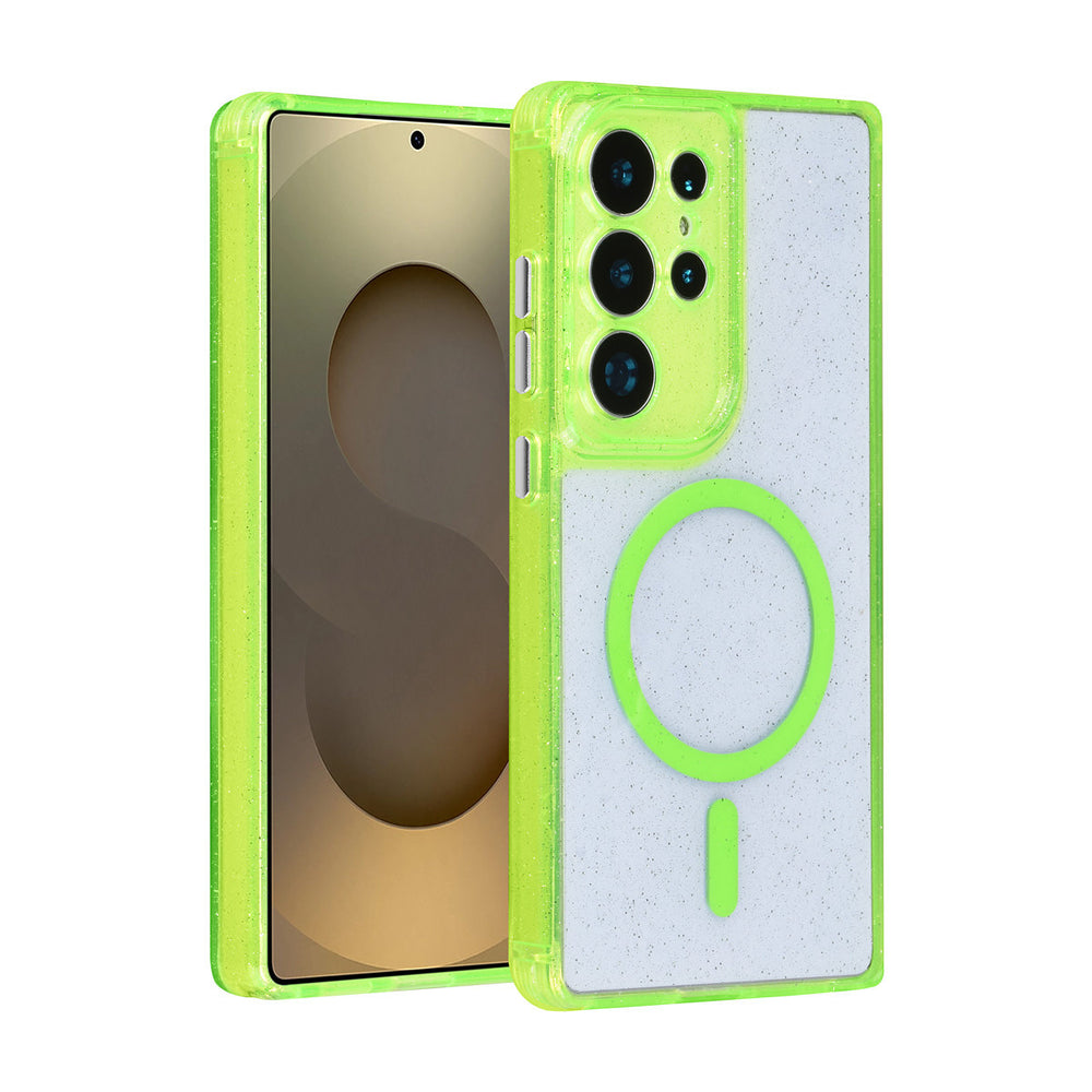 TUNIQ Samsung Galaxy S25 Ultra Backcover hoesje - Magsafe - Glitter - Hanger - Groen-Hoesjes-Ilumina Benelux