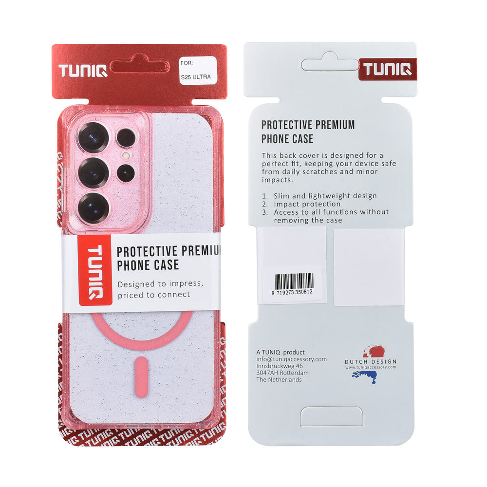 TUNIQ Samsung Galaxy S25 Ultra Backcover hoesje - Magsafe - Glitter - Hanger - Roze-Hoesjes-Ilumina Benelux
