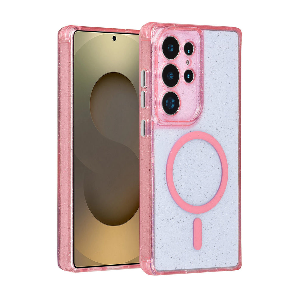 TUNIQ Samsung Galaxy S25 Ultra Backcover hoesje - Magsafe - Glitter - Hanger - Roze-Hoesjes-Ilumina Benelux