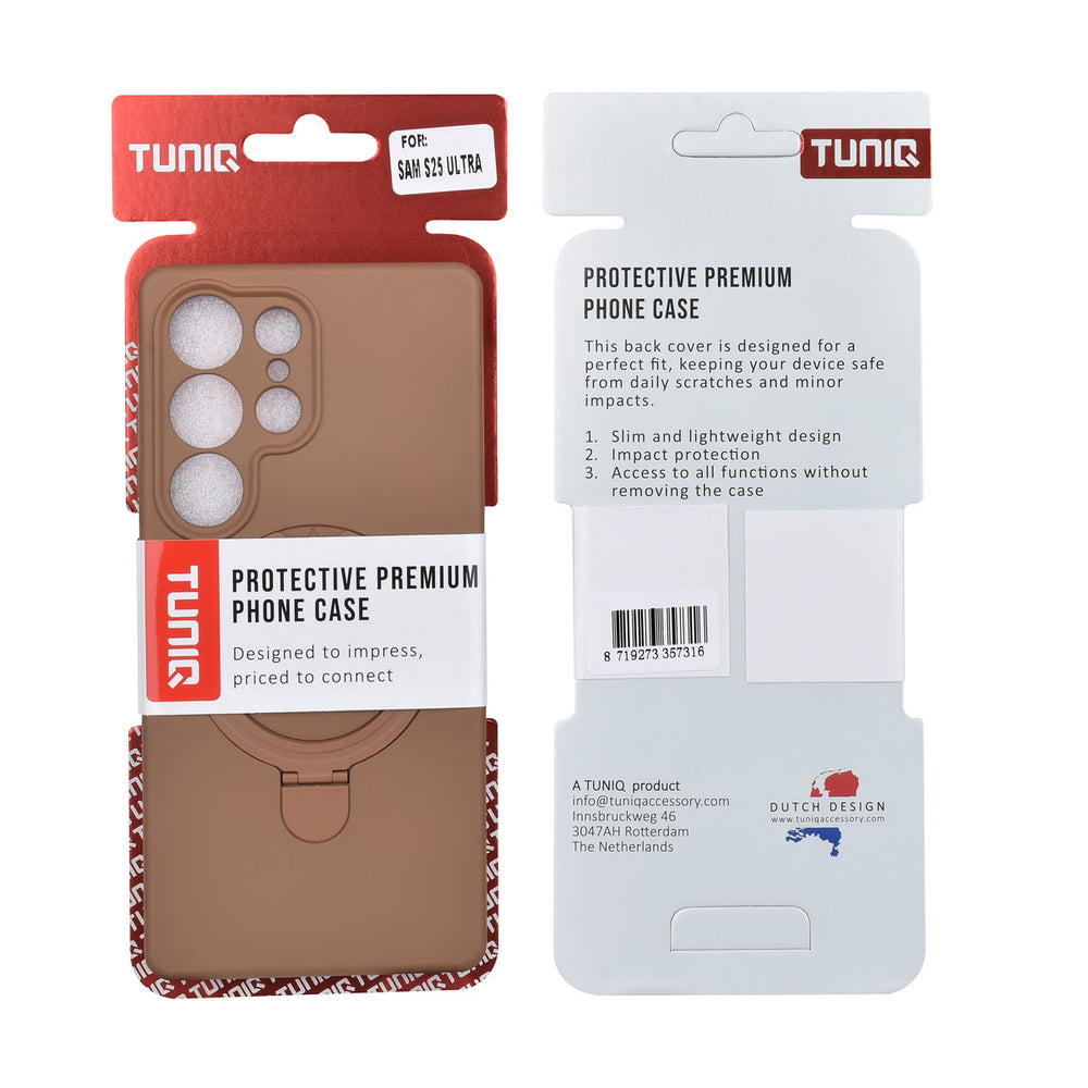 TUNIQ Samsung Galaxy S25 Ultra Backcover hoesje - Magsafe With Ring Stand - Hanger - Desert Brown-Hoesjes-Ilumina Benelux