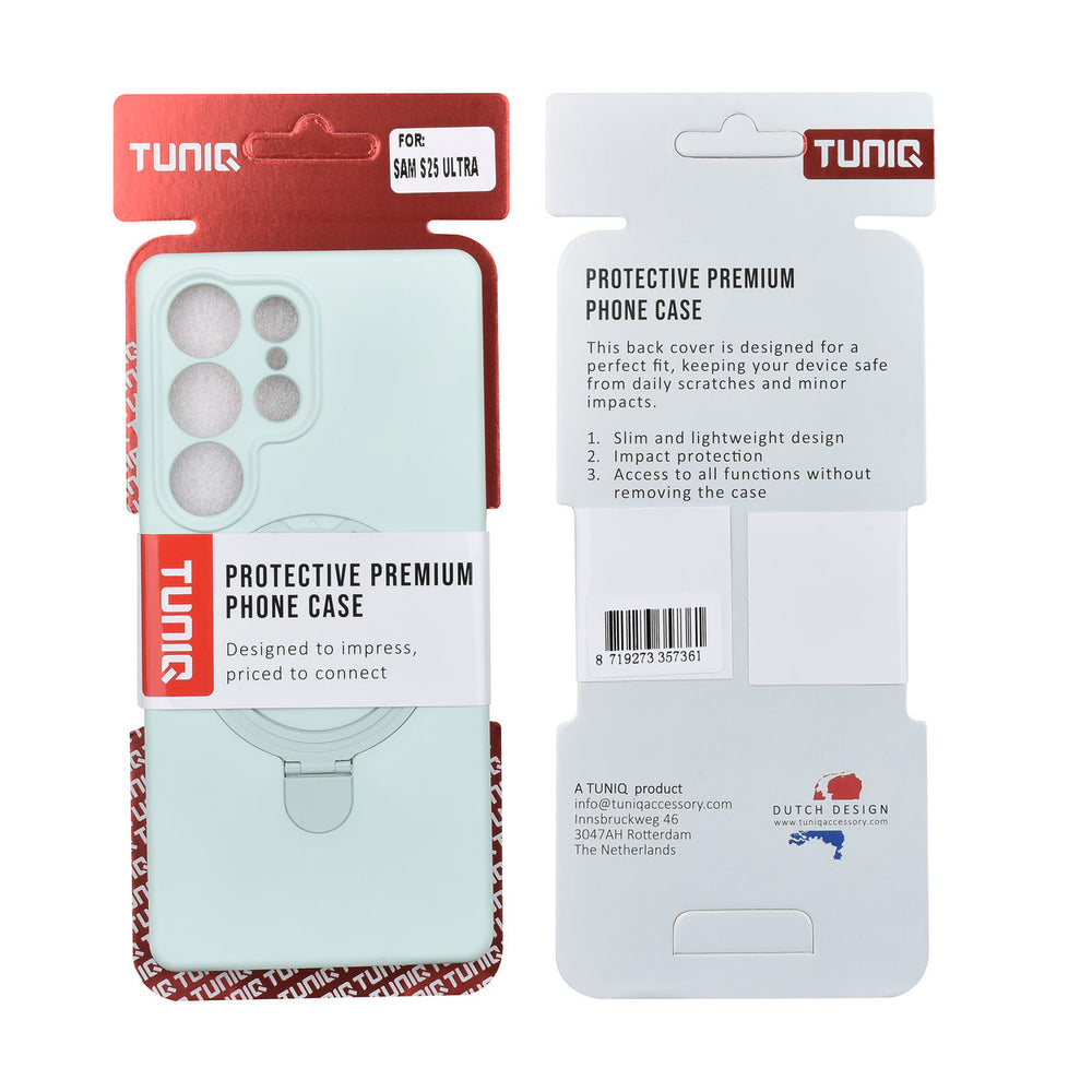 TUNIQ Samsung Galaxy S25 Ultra Backcover hoesje - Magsafe With Ring Stand - Hanger - Mint Green-Hoesjes-Ilumina Benelux