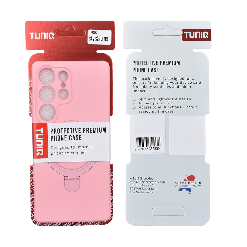 TUNIQ Samsung Galaxy S25 Ultra Backcover hoesje - Magsafe With Ring Stand - Hanger - Sakura Pink-Hoesjes-Ilumina Benelux