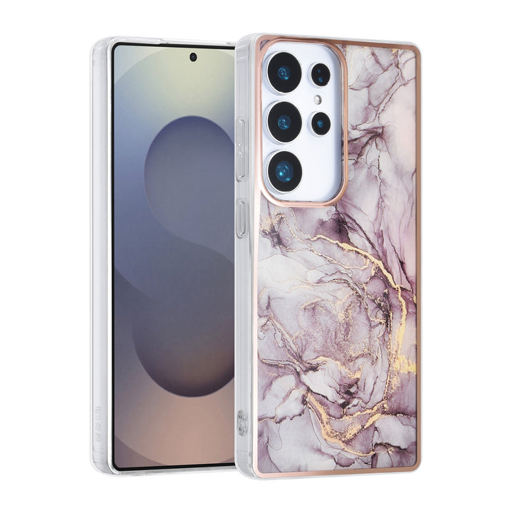 TUNIQ Samsung Galaxy S25 Ultra Backcover hoesje - Silicone - Marble Brown-Hoesjes-Ilumina Benelux