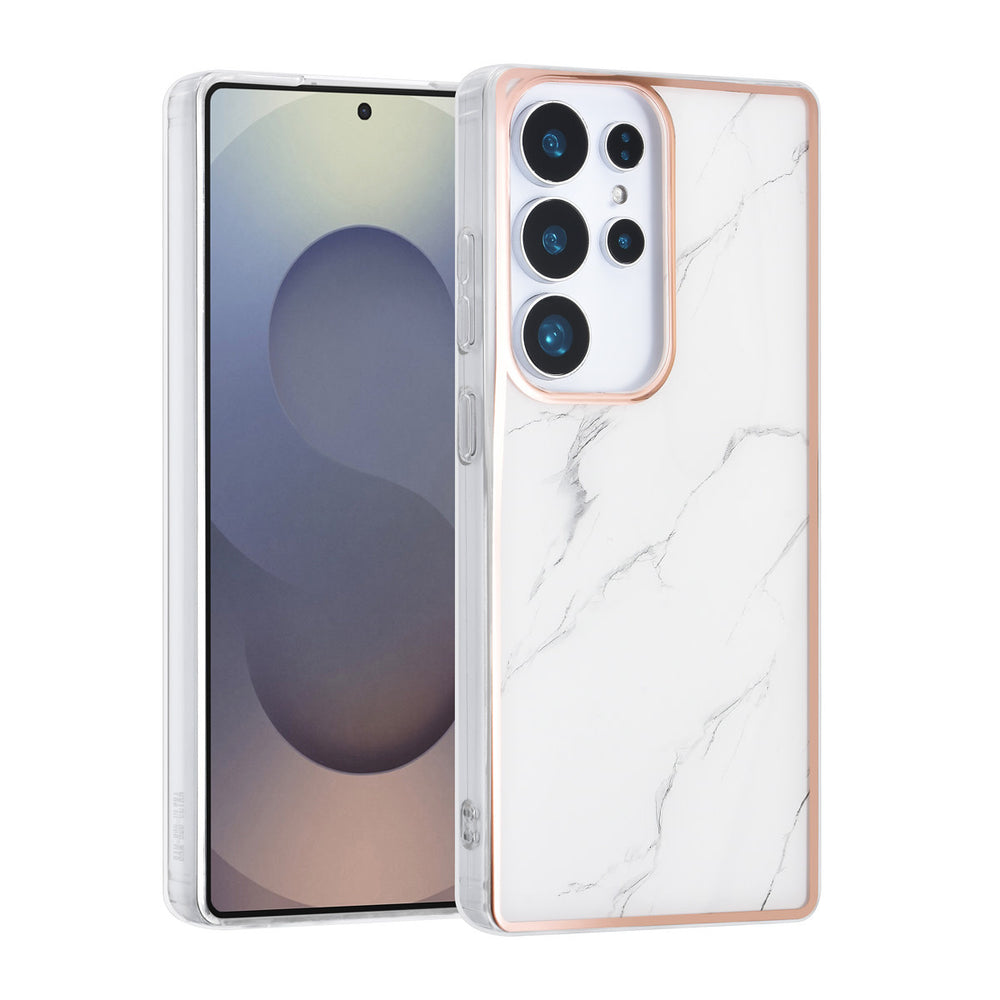TUNIQ Samsung Galaxy S25 Ultra Backcover hoesje - Silicone - Marble White-Hoesjes-Ilumina Benelux