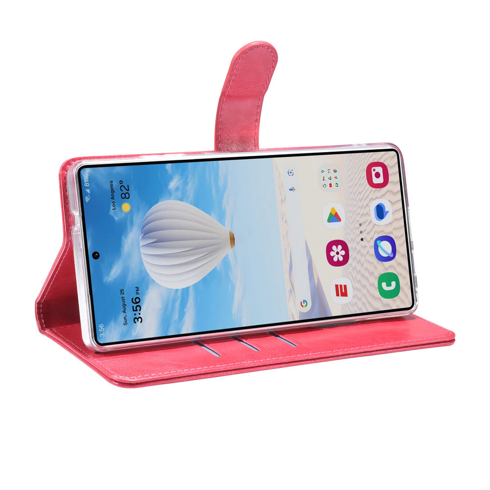 TUNIQ Samsung Galaxy S25 Ultra Book Case hoesje - Pasjeshouder voor 3 pasjes - Magneetsluiting - Hanger - Felroze-Hoesjes-Ilumina Benelux