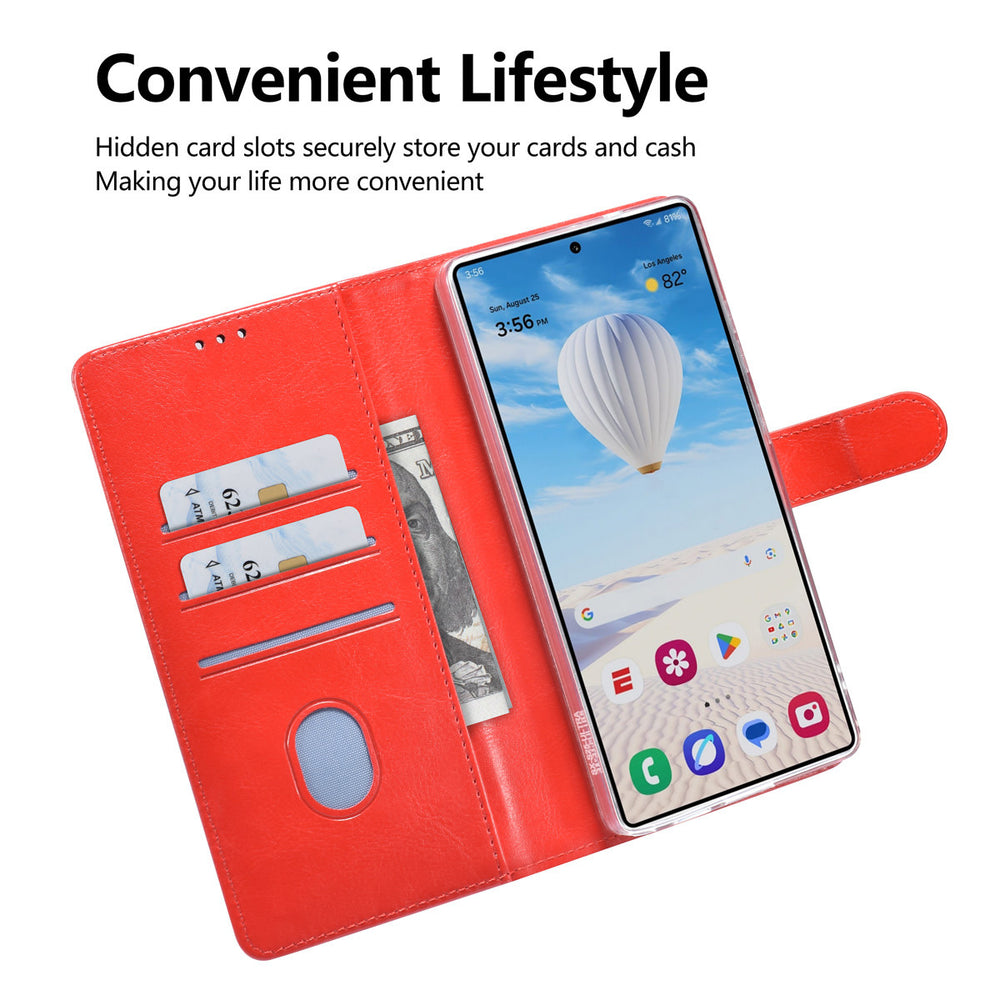 TUNIQ Samsung Galaxy S25 Ultra Book Case hoesje - Pasjeshouder voor 3 pasjes - Magneetsluiting - Hanger - Rood-Hoesjes-Ilumina Benelux