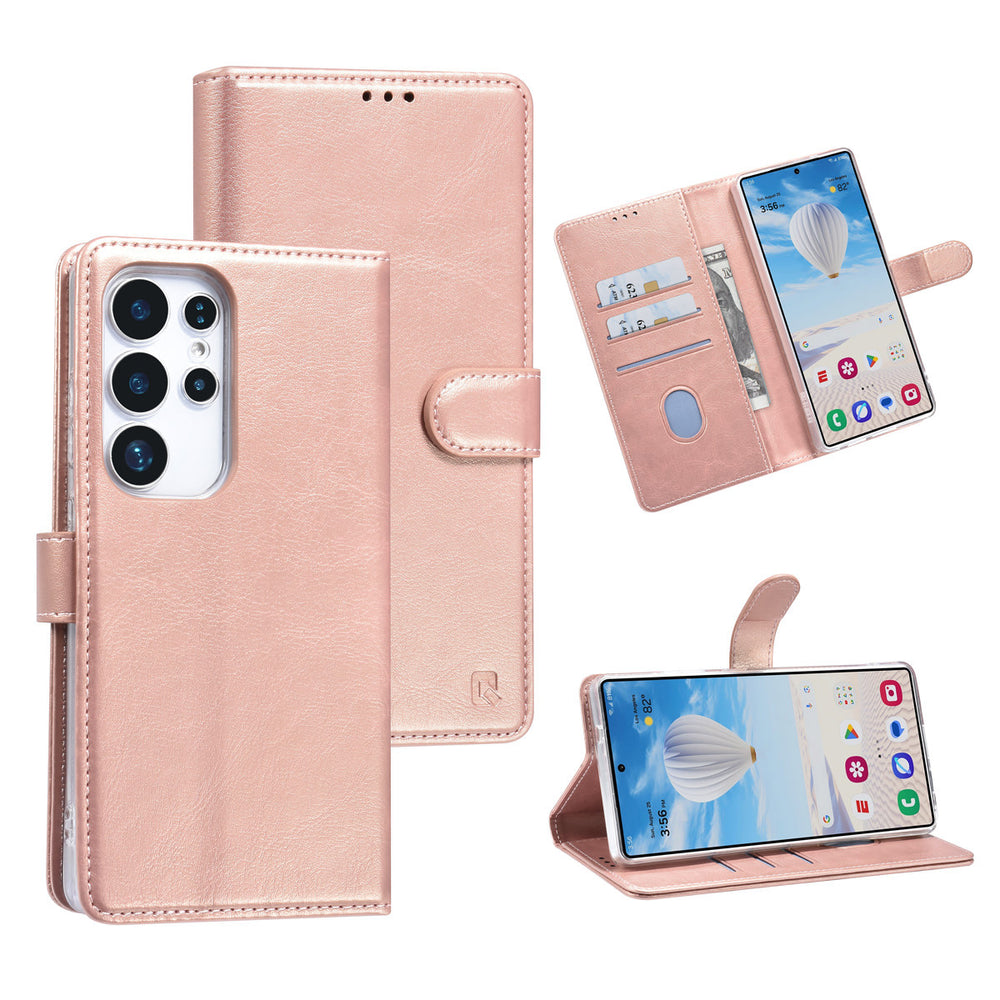 TUNIQ Samsung Galaxy S25 Ultra Book Case hoesje - Pasjeshouder voor 3 pasjes - Magneetsluiting - Hanger - Rose Gold-Hoesjes-Ilumina Benelux