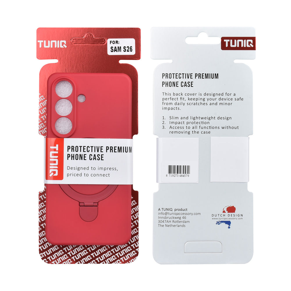 TUNIQ Samsung Galaxy S26 Backcover hoesje - Magsafe With Ring Stand - Hanger - Cherry Red-Hoesjes-Ilumina Benelux
