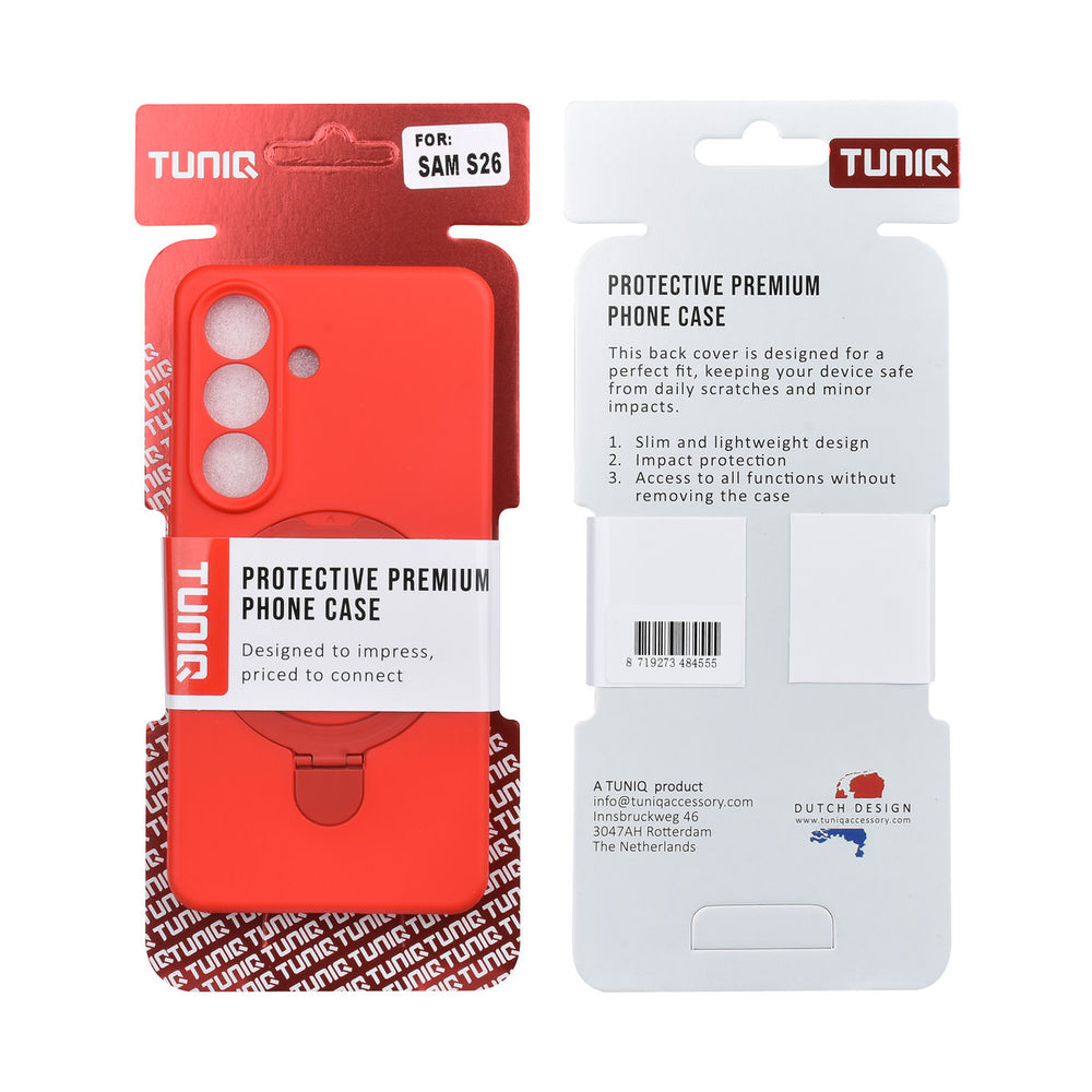 TUNIQ Samsung Galaxy S26 Backcover hoesje - Magsafe With Ring Stand - Hanger - Classic Red-Hoesjes-Ilumina Benelux