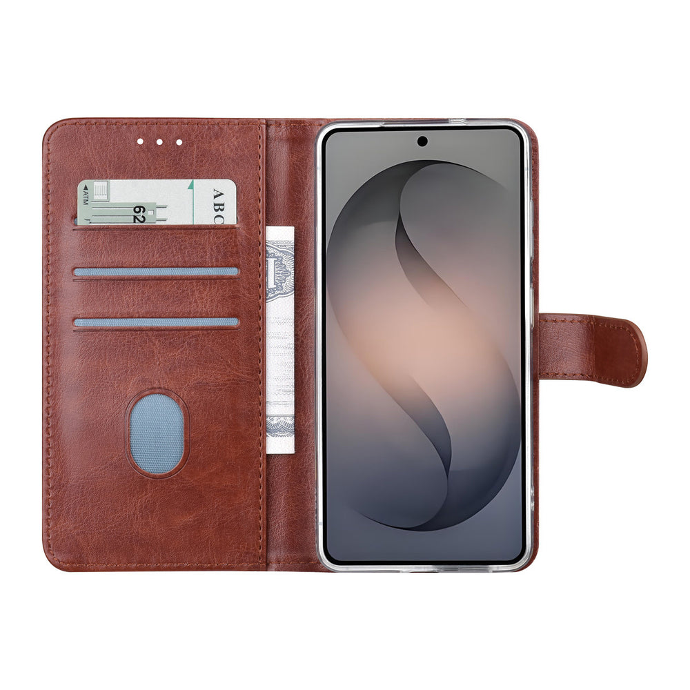 TUNIQ Samsung Galaxy S26 Book Case hoesje - Pasjeshouder voor 3 pasjes - Magneetsluiting - Hanger - Bruin-Hoesjes-Ilumina Benelux