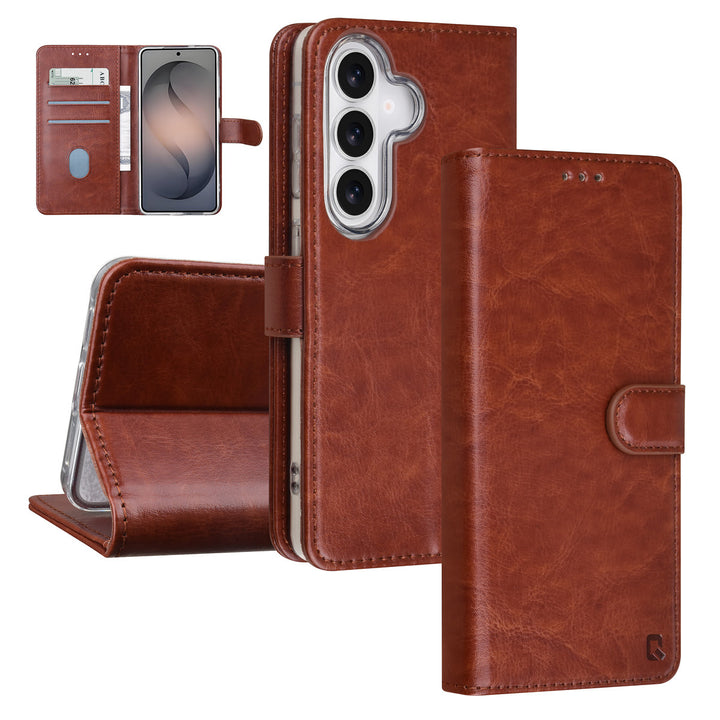 TUNIQ Samsung Galaxy S26 Book Case hoesje - Pasjeshouder voor 3 pasjes - Magneetsluiting - Hanger - Bruin-Hoesjes-Ilumina Benelux