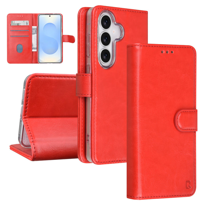TUNIQ Samsung Galaxy S26 Book Case hoesje - Pasjeshouder voor 3 pasjes - Magneetsluiting - Hanger - Rood-Hoesjes-Ilumina Benelux