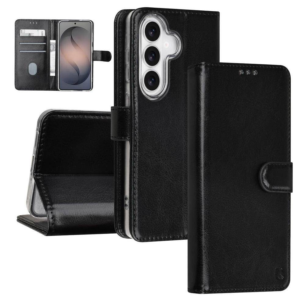 TUNIQ Samsung Galaxy S26 Book Case hoesje - Pasjeshouder voor 3 pasjes - Magneetsluiting - Hanger - Zwart-Hoesjes-Ilumina Benelux