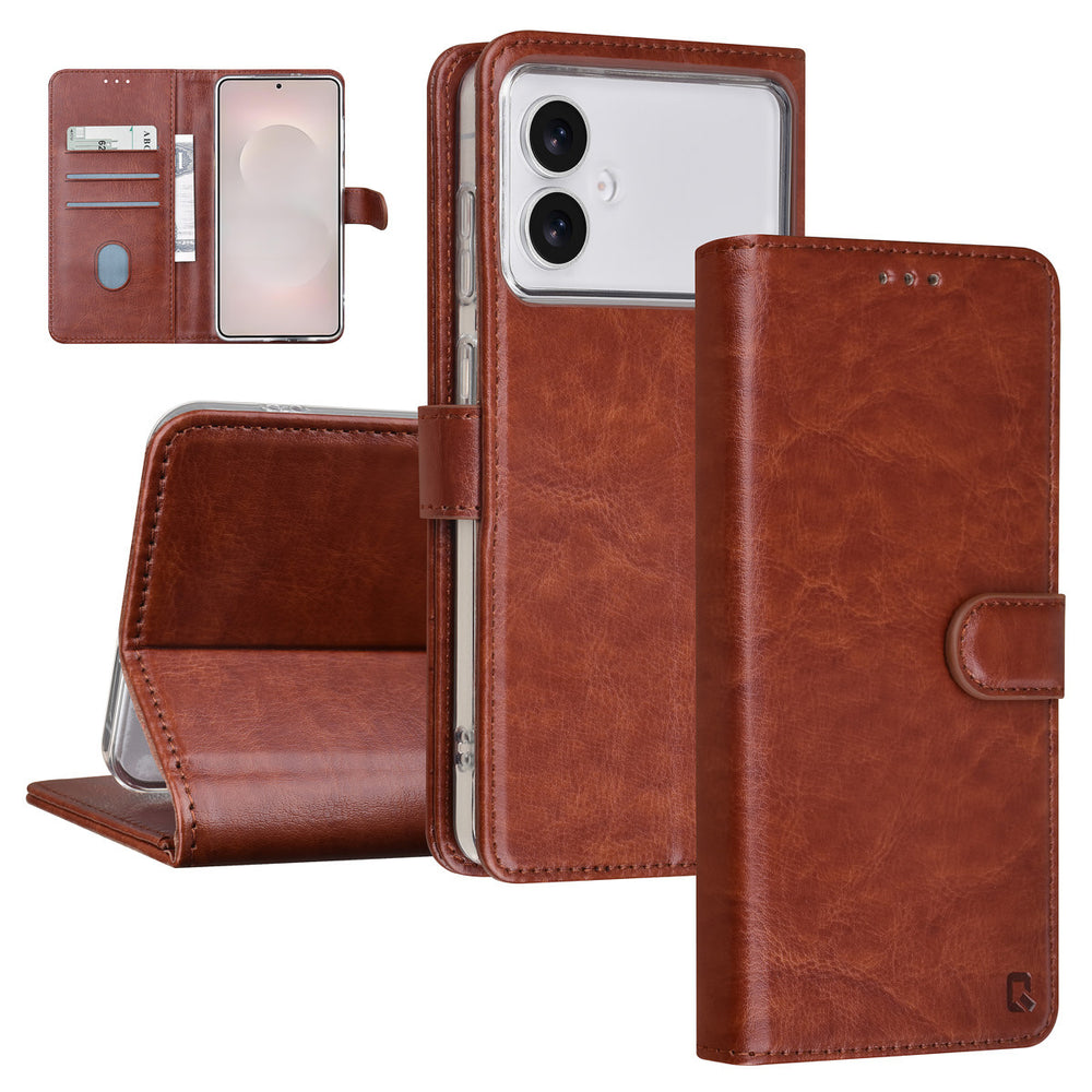 TUNIQ Samsung Galaxy S26 Edge Book Case hoesje - Pasjeshouder voor 3 pasjes - Magneetsluiting - Hanger - Bruin-Hoesjes-Ilumina Benelux