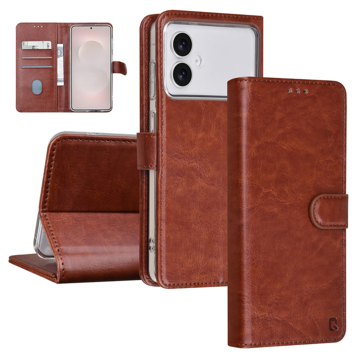 TUNIQ Samsung Galaxy S26 Edge Book Case hoesje - Pasjeshouder voor 3 pasjes - Magneetsluiting - Hanger - Bruin-Hoesjes-Ilumina Benelux