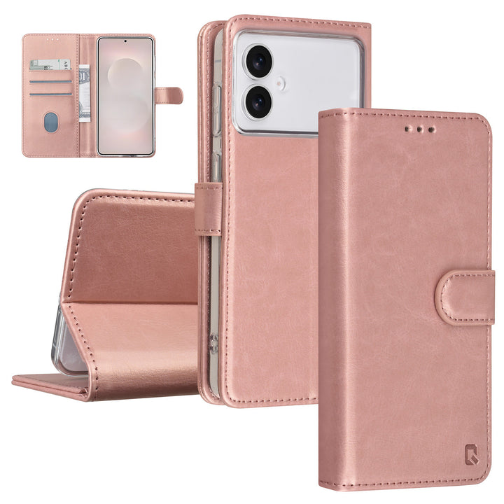 TUNIQ Samsung Galaxy S26 Edge Book Case hoesje - Pasjeshouder voor 3 pasjes - Magneetsluiting - Hanger - Rose Gold-Hoesjes-Ilumina Benelux