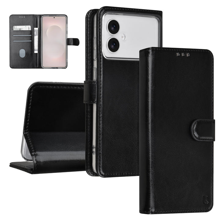 TUNIQ Samsung Galaxy S26 Edge Book Case hoesje - Pasjeshouder voor 3 pasjes - Magneetsluiting - Hanger - Zwart-Hoesjes-Ilumina Benelux