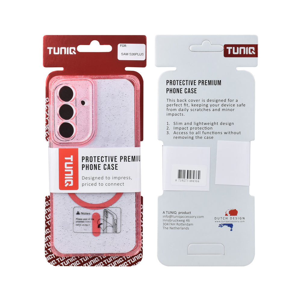 TUNIQ Samsung Galaxy S26 Plus Backcover hoesje - Magsafe - Glitter - Hanger - Roze-Hoesjes-Ilumina Benelux