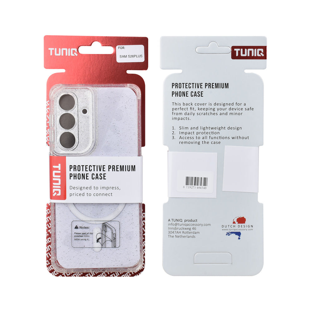 TUNIQ Samsung Galaxy S26 Plus Backcover hoesje - Magsafe - Glitter - Hanger - Transparant-Hoesjes-Ilumina Benelux