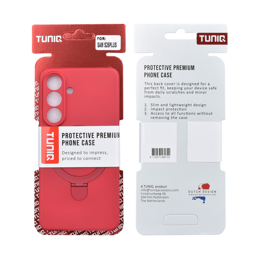 TUNIQ Samsung Galaxy S26 Plus Backcover hoesje - Magsafe With Ring Stand - Hanger - Cherry Red-Hoesjes-Ilumina Benelux
