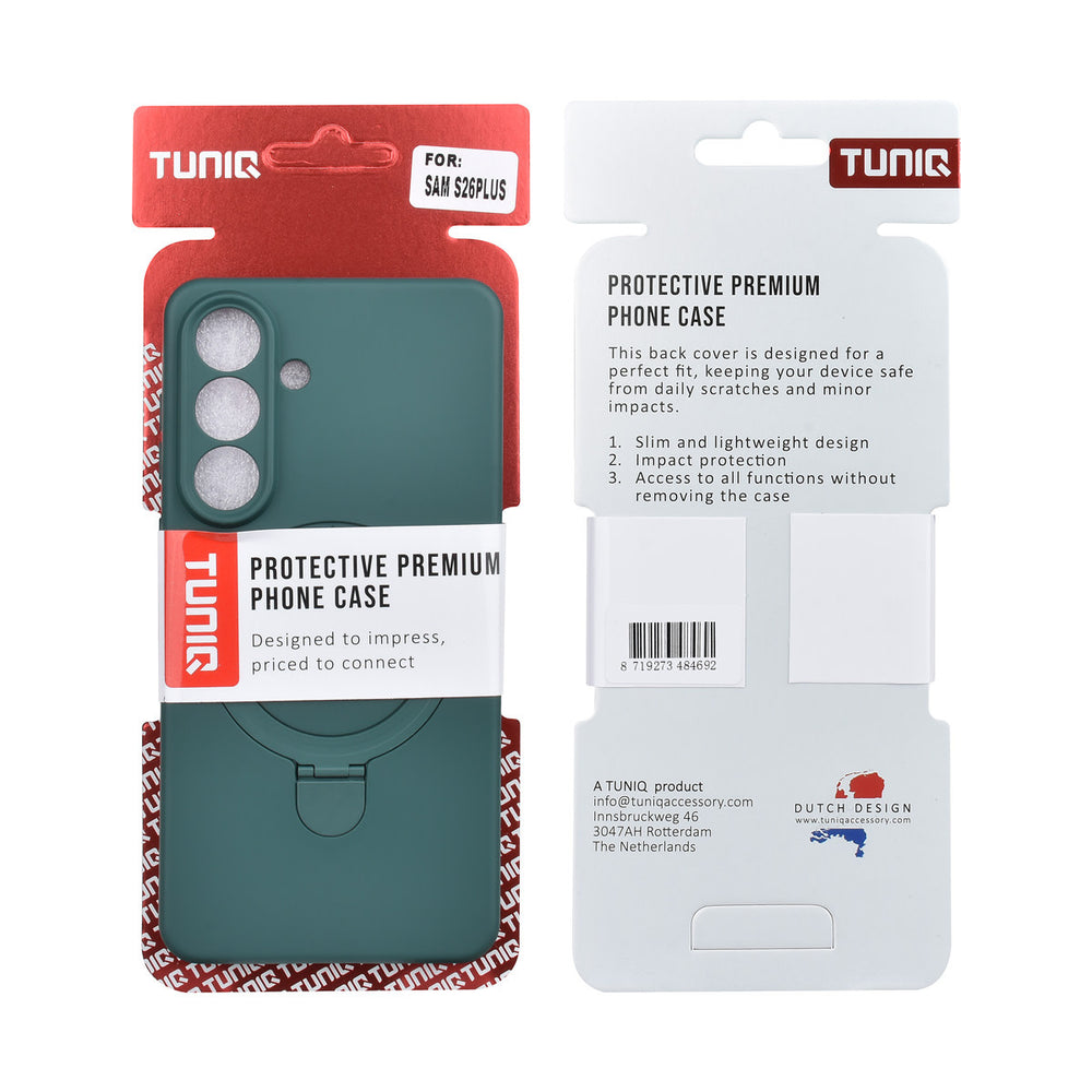 TUNIQ Samsung Galaxy S26 Plus Backcover hoesje - Magsafe With Ring Stand - Hanger - DonkerGroen-Hoesjes-Ilumina Benelux