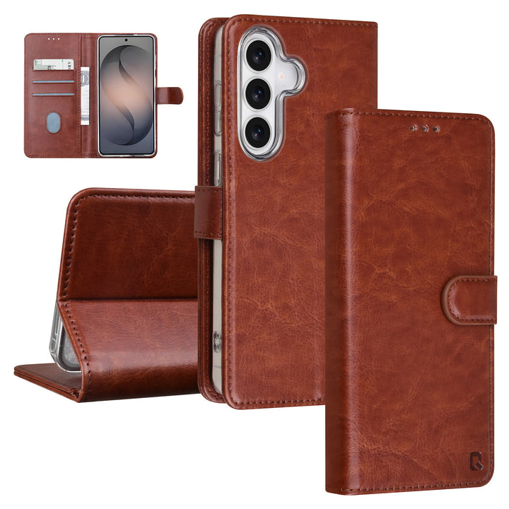TUNIQ Samsung Galaxy S26 Plus Book Case hoesje - Pasjeshouder voor 3 pasjes - Magneetsluiting - Hanger - Bruin-Hoesjes-Ilumina Benelux