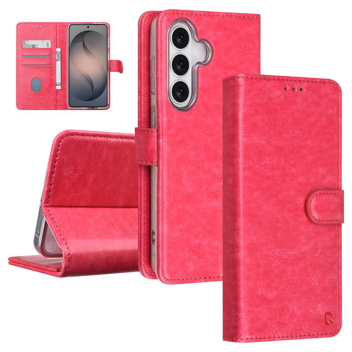 TUNIQ Samsung Galaxy S26 Plus Book Case hoesje - Pasjeshouder voor 3 pasjes - Magneetsluiting - Hanger - Felroze-Hoesjes-Ilumina Benelux
