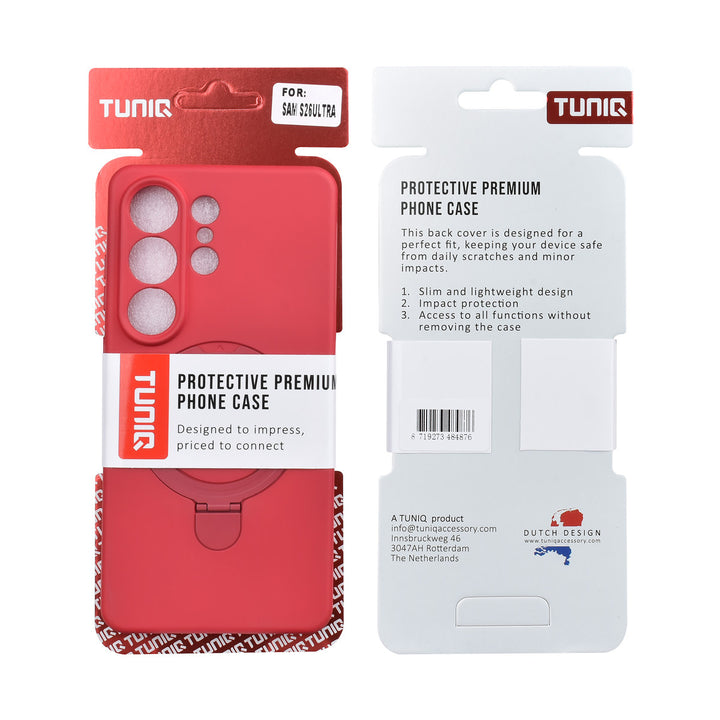 TUNIQ Samsung Galaxy S26 Ultra Backcover hoesje - Magsafe With Ring Stand - Hanger - Cherry Red-Hoesjes-Ilumina Benelux
