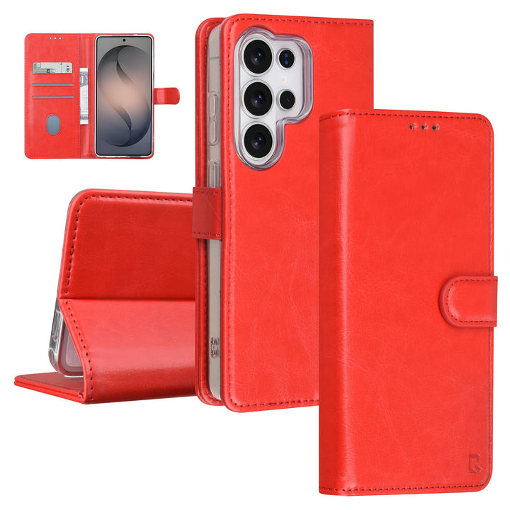 TUNIQ Samsung Galaxy S26 Ultra Book Case hoesje - Pasjeshouder voor 3 pasjes - Magneetsluiting - Hanger - Rood-Hoesjes-Ilumina Benelux