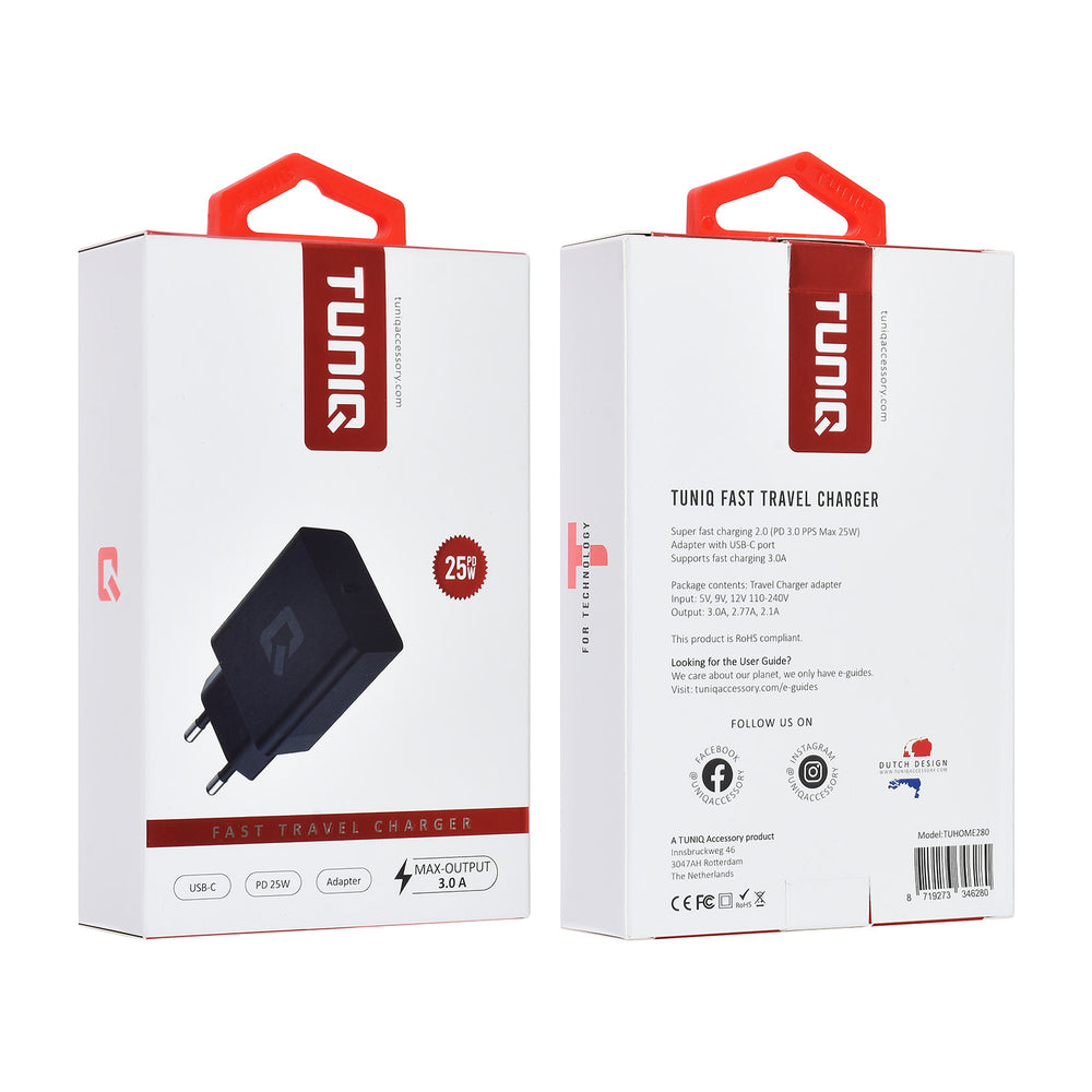 TUNIQ Snellader PD 25W Adapter - Zwart-Oplader-Ilumina Benelux