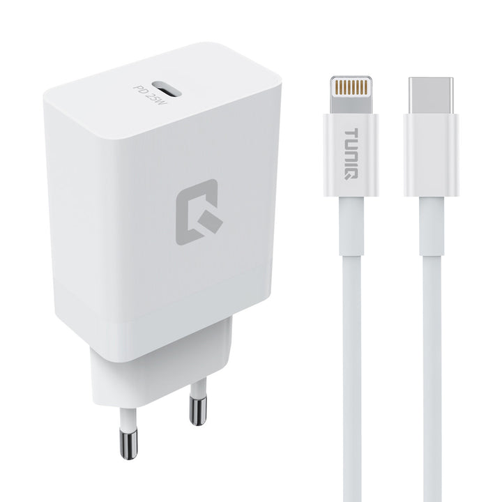 TUNIQ Snellader PD 25W Adapter - met Lightning naar Type-C Kabel - Wit-Oplader-Ilumina Benelux