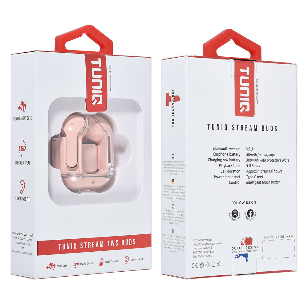 TUNIQ Stream Wireless Oordopje Roze-In-ear koptelefoon-Ilumina Benelux