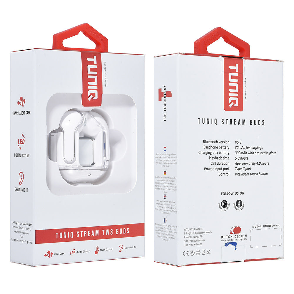 TUNIQ Stream Wireless Oordopje - Wit-In-ear koptelefoon-Ilumina Benelux
