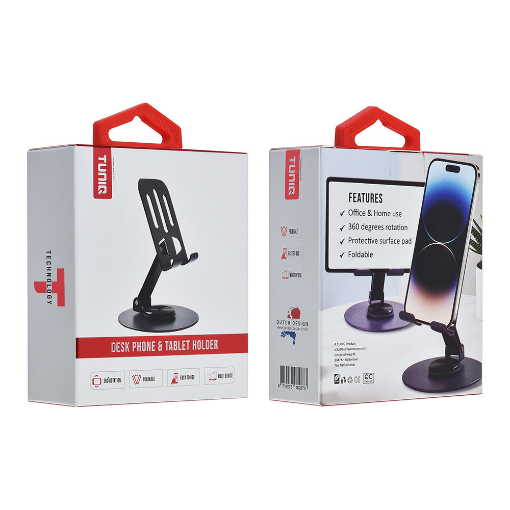 TUNIQ Telefoonhouder auto desk - foldable - Zwart-Telefoonhouders-Ilumina Benelux