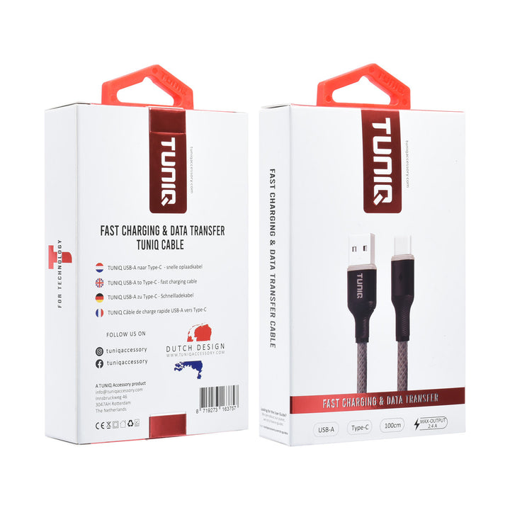 TUNIQ USB Type-C Kabel 100cm snellader dataoverdracht - Grijs-USB-Kabels-Ilumina Benelux