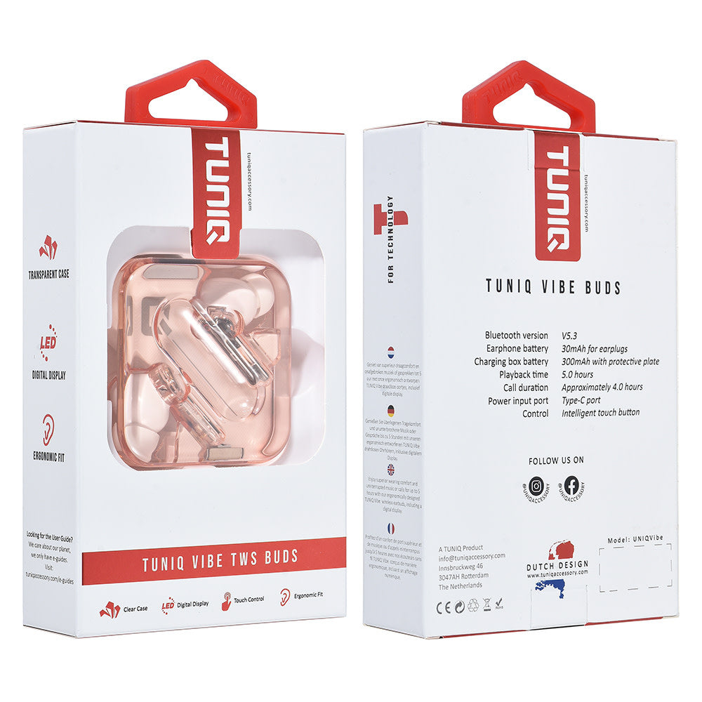 TUNIQ Vibe Wireless Oordopje - Roze-In-ear koptelefoon-Ilumina Benelux
