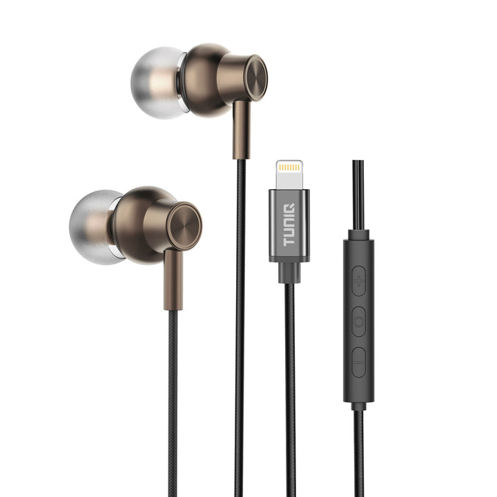 TUNIQ Wired Earphones - Lightning plug - Bruin-In-ear koptelefoon-Ilumina Benelux