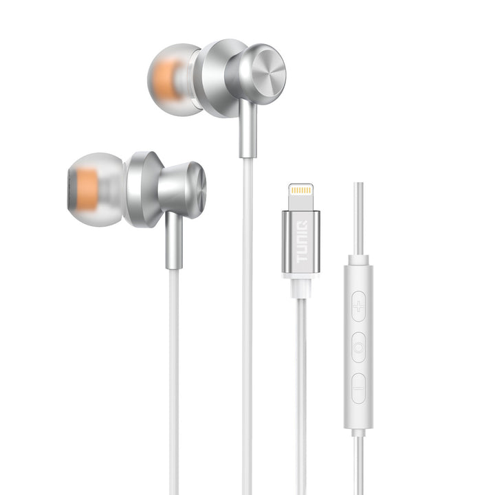 TUNIQ Wired Earphones - Lightning plug - Zilver-In-ear koptelefoon-Ilumina Benelux