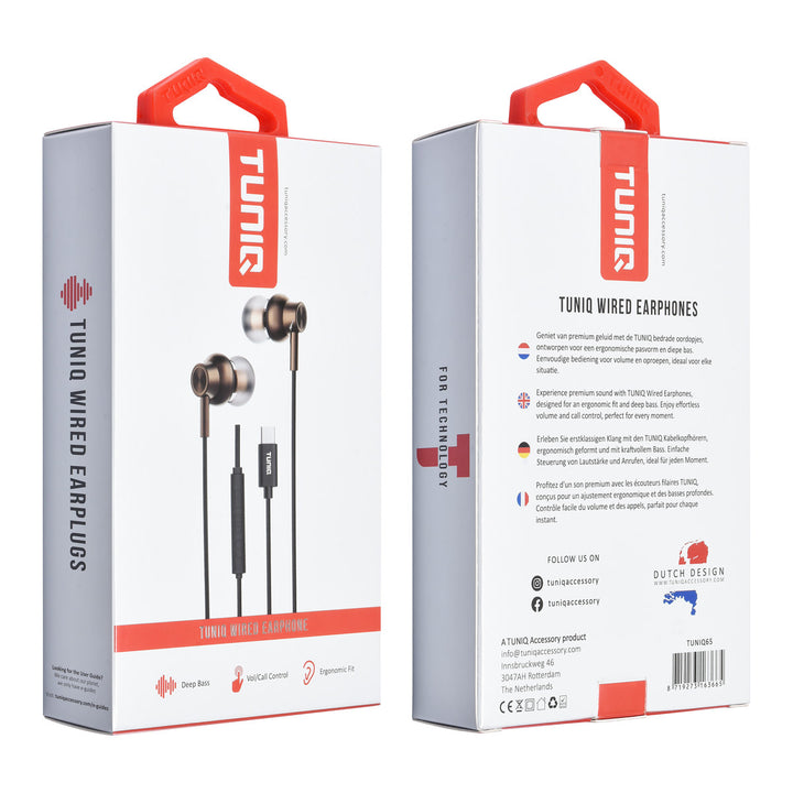 TUNIQ Wired Earphones - USB-C plug - Bruin-In-ear koptelefoon-Ilumina Benelux