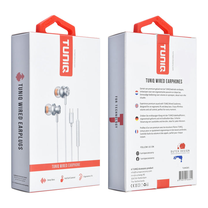 TUNIQ Wired Earphones - USB-C plug - Zilver-In-ear koptelefoon-Ilumina Benelux