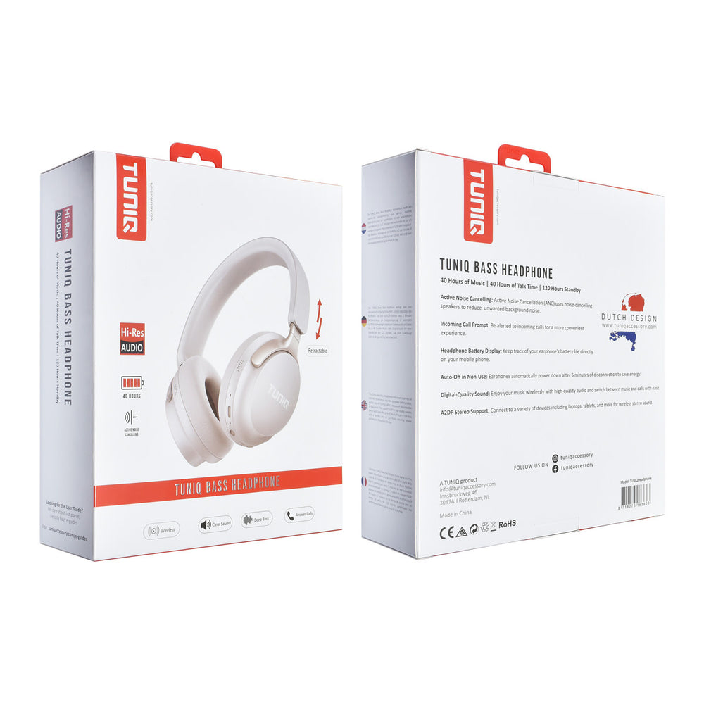 TUNIQ Wireless Headphone - ANC - Beige-Headphones-Ilumina Benelux