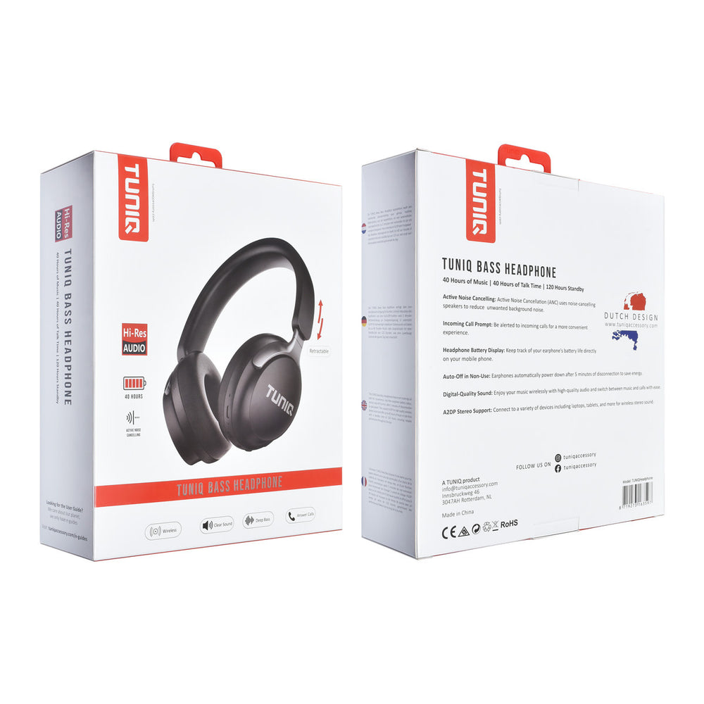 TUNIQ Wireless Headphone - ANC - Zwart-Headphones-Ilumina Benelux