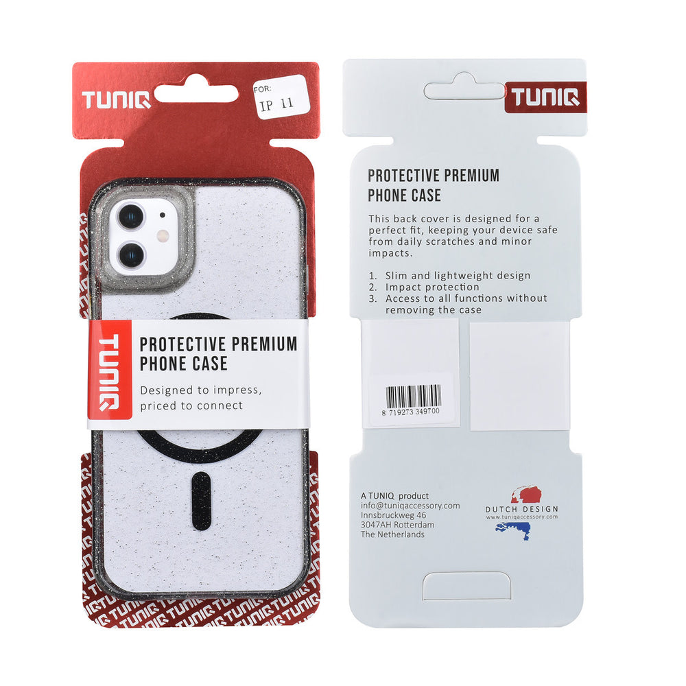 TUNIQ iPhone 11 Backcover hoesje - Magsafe - Glitter - Hanger - Zwart-Hoesjes-Ilumina Benelux