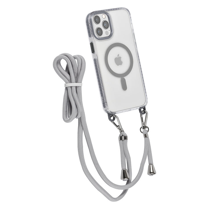 TUNIQ iPhone 12 Pro Max Backcover hoesje neck cord - magsafe - Grijs-Hoesjes-Ilumina Benelux